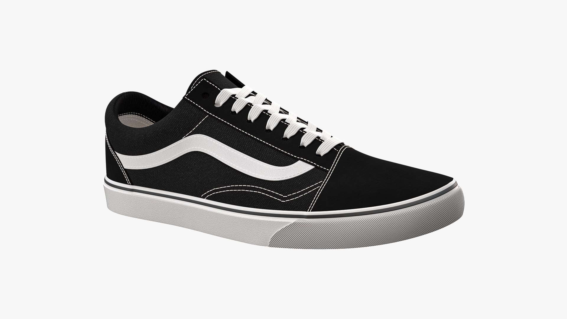 3D Model Vans Old Skool Black And White - TurboSquid 1898277