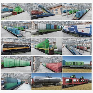 3D model Railway Trains Pack