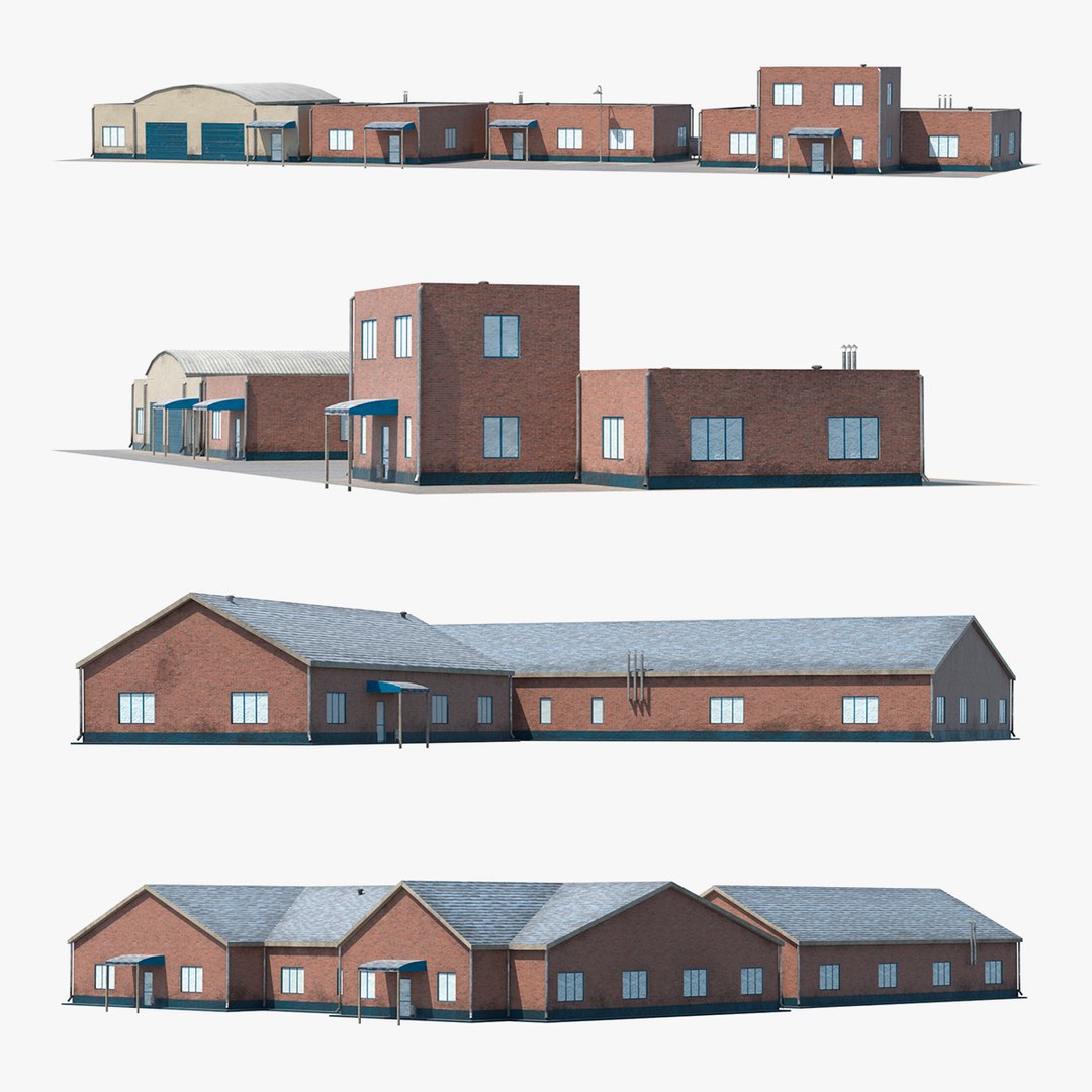 Factory Buildings Collection 3D model preview