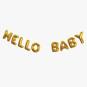 Foil Balloon Words Hello Baby Gold