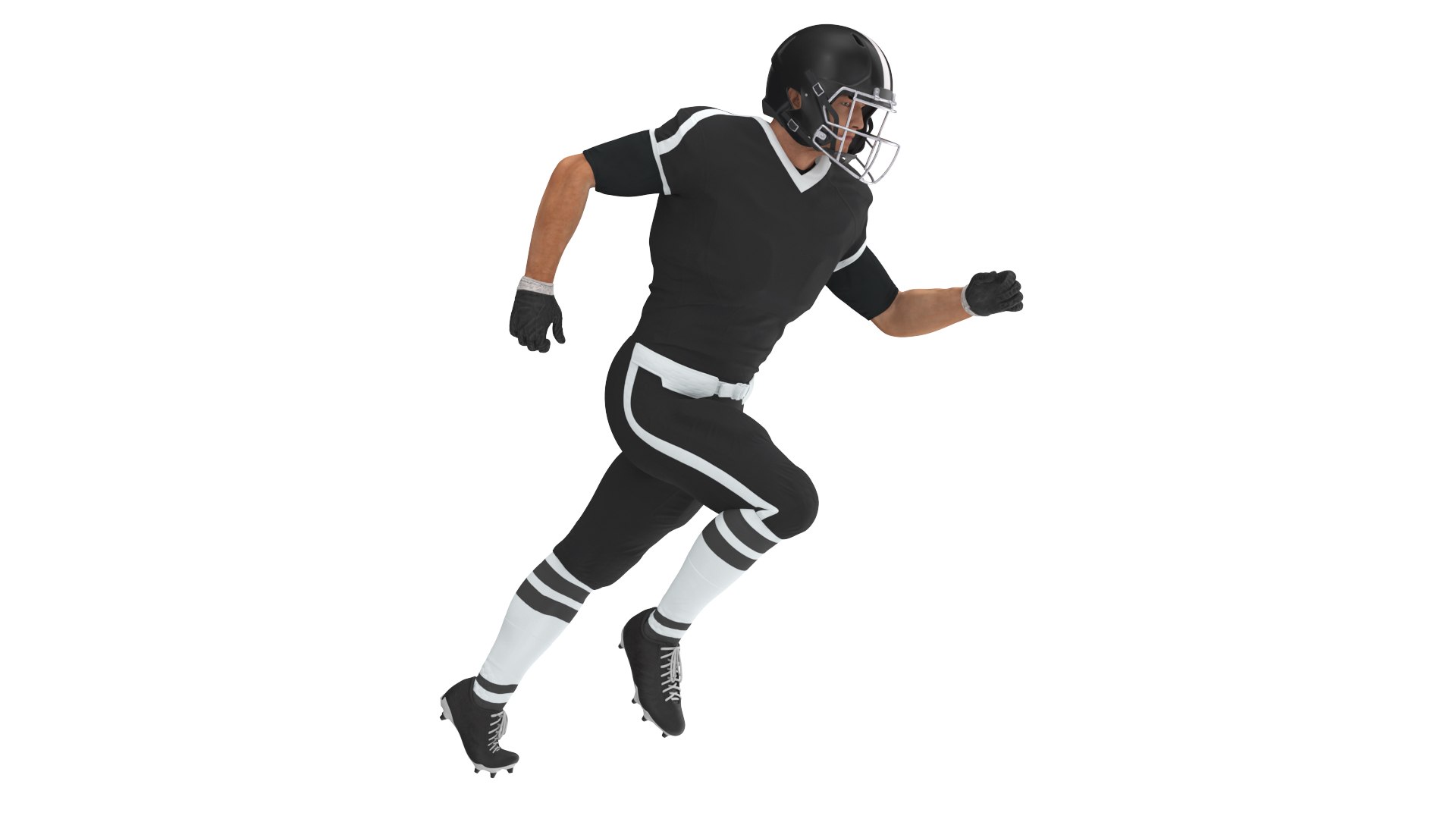 Black Uniform Football Player Rigged 3D model preview