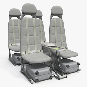 Modular Aircraft Seats with Minimal Frame Grey 3D model