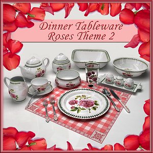 Dinner Tableware Roses Theme 2