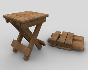 obj simple collapsible wooden table