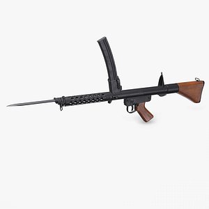 Lithgow F1 Submachine Gun SMG Low-poly PBR