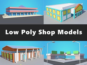 4 Shop / Mall Model Collection, Low Poly
