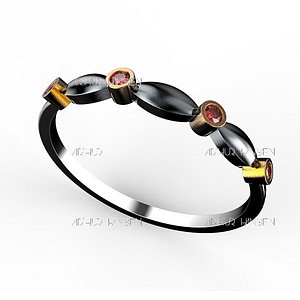 3D model milgrain 130 bezel half-band
