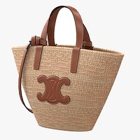 Celine Triomphe Classic Pannier Basket Bag in Raffia