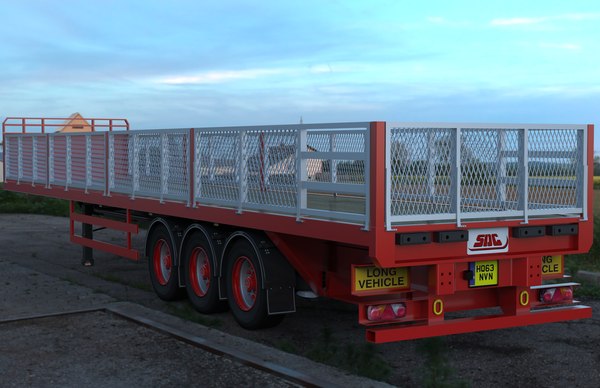 3D sdc flatbed trailer