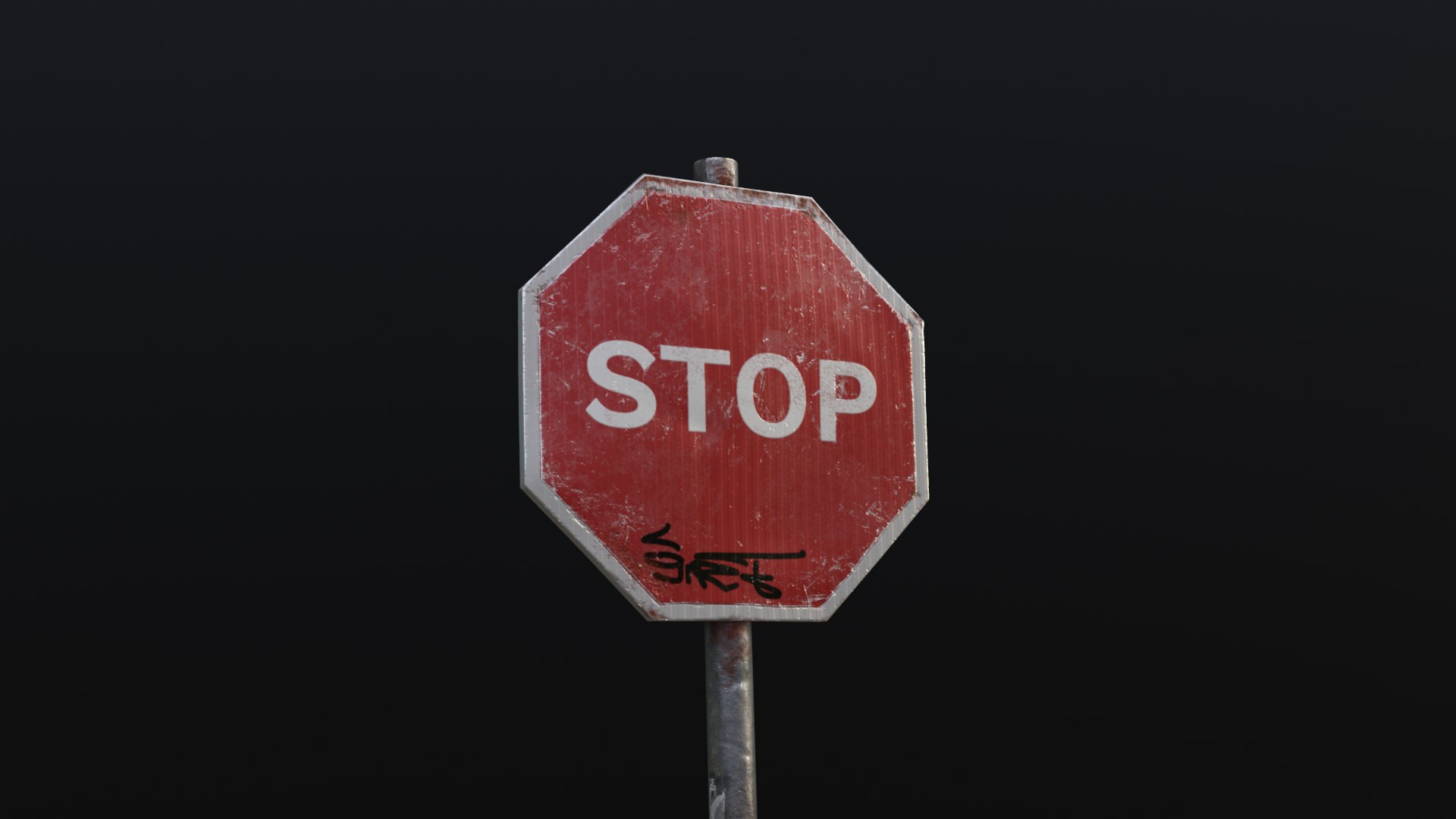 STOP Street Sign Post-apocalyptic Dirty Painted Rusty Soiled Muddy Low ...