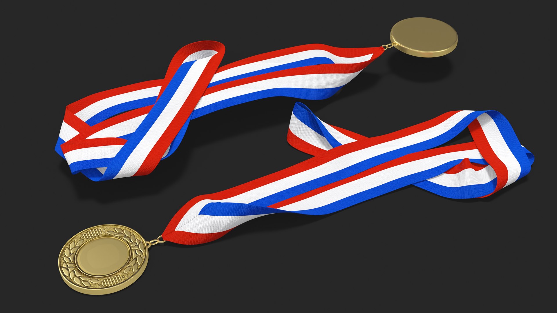 Gold Medal With Tricolor Ribbon 3D - TurboSquid 2205387