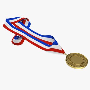Gold Medal with Tricolor Ribbon 3D