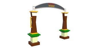 3D simple residential gate with Papuan Traditional Concept Tifa Concept