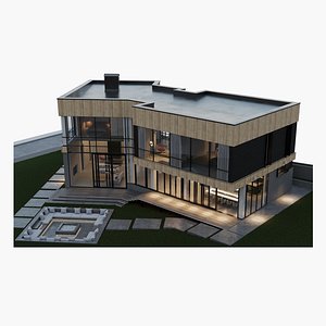 3D Modern house with furniture model