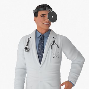 Male Doctor with Medical Tools Rigged for Maya
