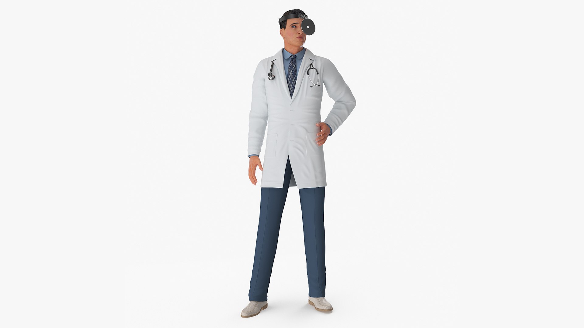 Male Doctor with Medical Tools Rigged for Maya 3D model preview