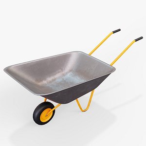 3D Realistic Orange wheelbarrow