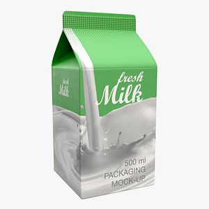 Milk Packaging Box 500 ml Mockup 3D model