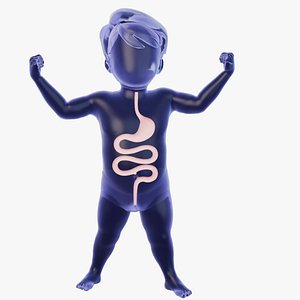 3D Childrens intestines health and overall well-being