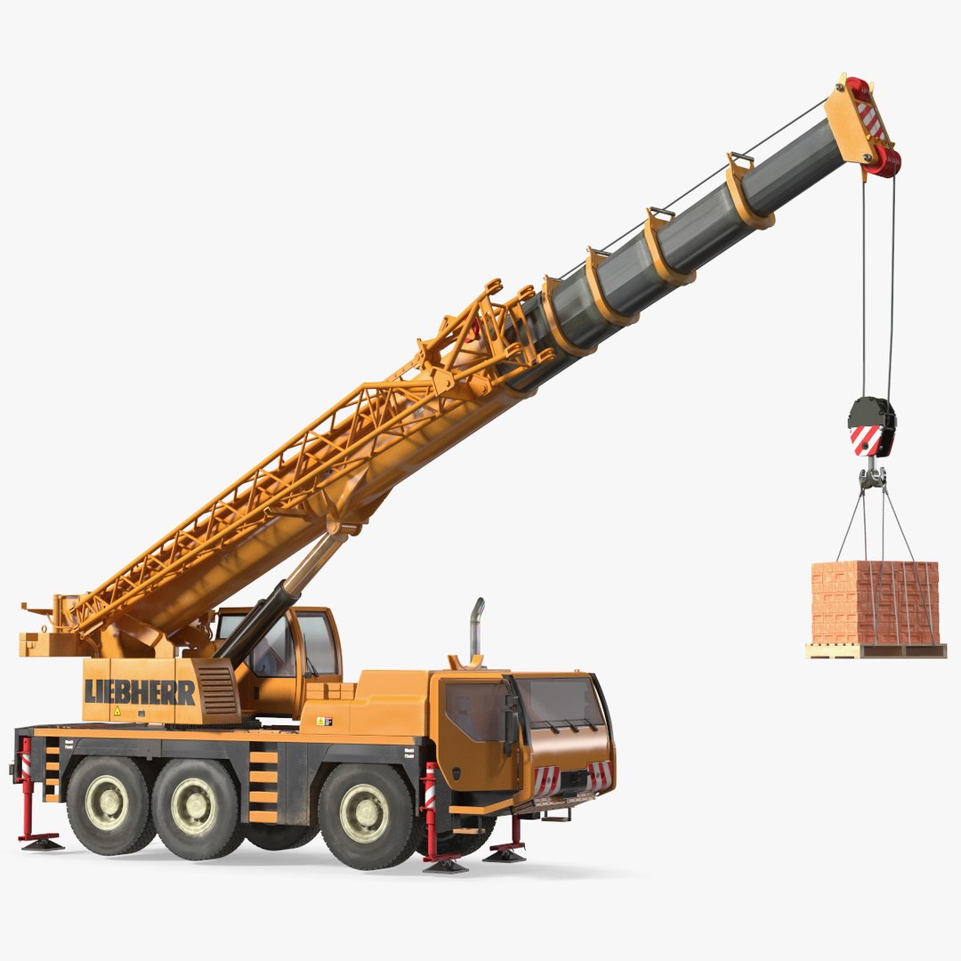 Compact Mobile Crane Liebherr With Load Rigged 3D model preview