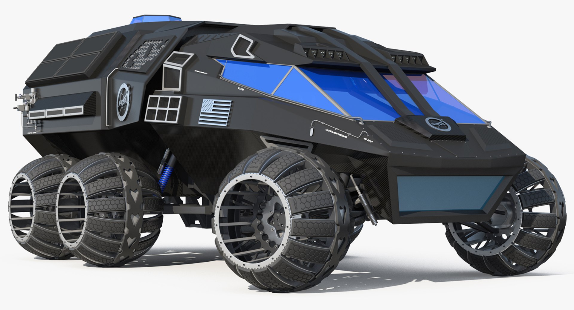 NASA Futuristic Mars Rover Concept Rigged 3D Model 3D model preview