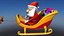 3D rigged santa reindeer cart