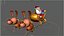 3D rigged santa reindeer cart