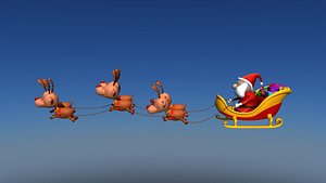 Rigged Santa with Reindeers and Cart