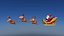 3D rigged santa reindeer cart