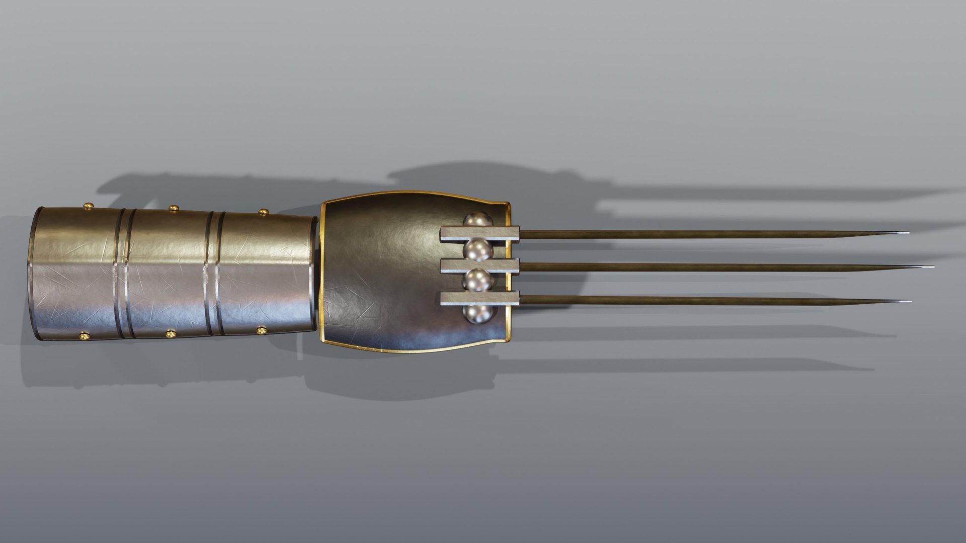 Triple Blade Claw Gauntlet PBR 3D model https://p.turbosquid.com/ts-thumb/ZN/SIKtFV/Dq/05_heroclawsblade_05_top/jpg/1791313828/1920x1080/fit_q87/92d904552f35af2427a34d422d221d832bc17ee3/05_heroclawsblade_05_top.jpg