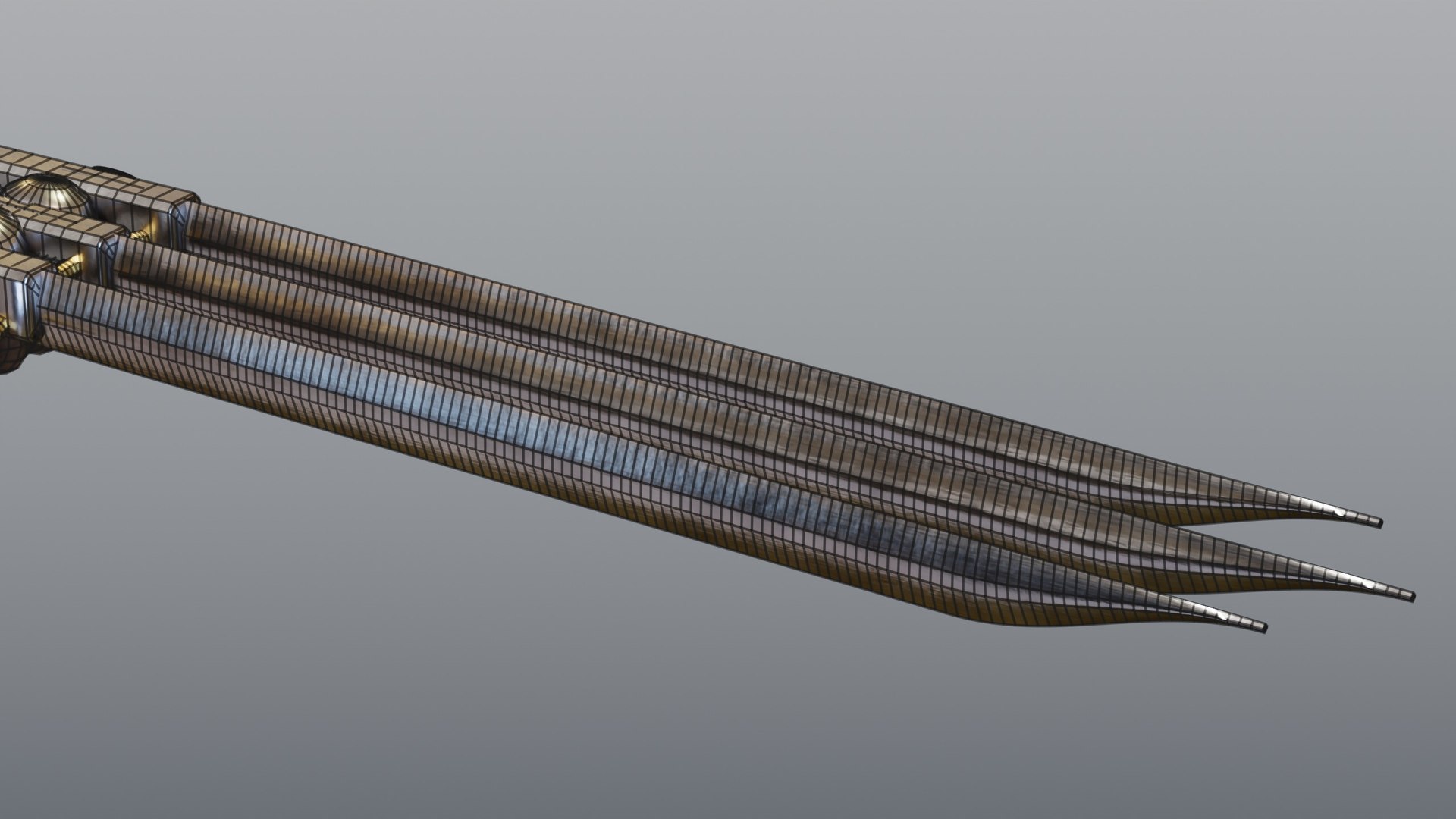 Triple Blade Claw Gauntlet PBR 3D model https://p.turbosquid.com/ts-thumb/ZN/SIKtFV/zC/08_heroclawsblade_08_wire/jpg/1791313852/1920x1080/fit_q87/327eac58a2d6c2b59798a6f1982a3e139d3679d6/08_heroclawsblade_08_wire.jpg