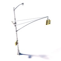 New York lamp and traffic light v09 3d Model