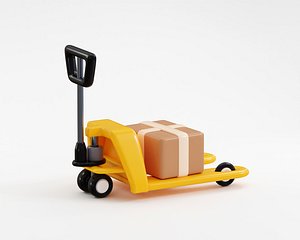 3D Hydraulic trolley with cardboard box 3D model model