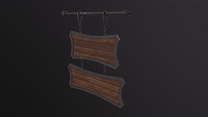 3D model Medieval Wooden Tavern Sign