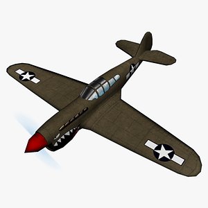 3D curtiss p-40 warhawk polys model