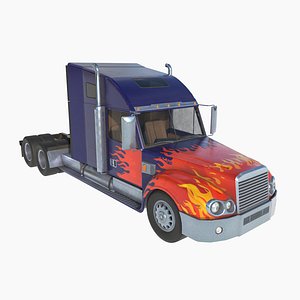 3D truck tractor with flame paint