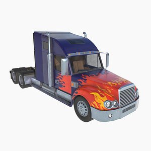 truck tractor with flame paint