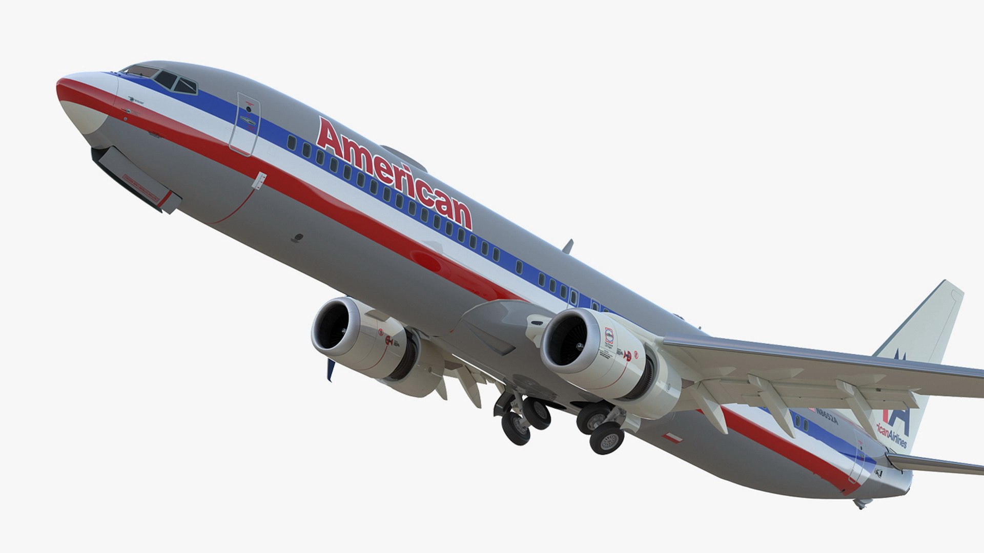 American Airlines Boeing 737-900 with Cabin and Doors Rigged 3D model preview