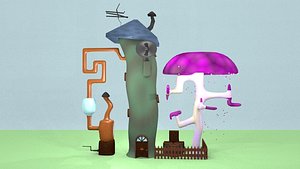 3d blend house fungis steam