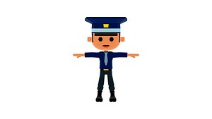 3D Police Man - OBJ - Low Poly Quad model