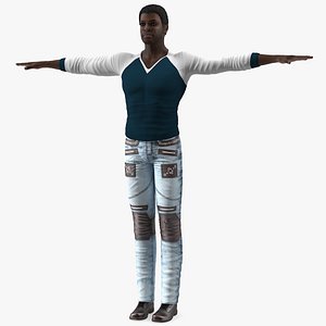 3D afro american man city model