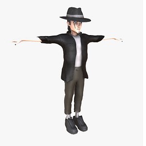 3D Michael Jackson animated character lowpoly
