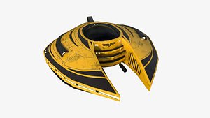 3D Alien Spaceship UFO D08 Yellow Dirt - Sci Fi Spacecraft Design