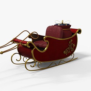 3D model Santa Claus Sleigh With Gifts  Low-poly 3D model