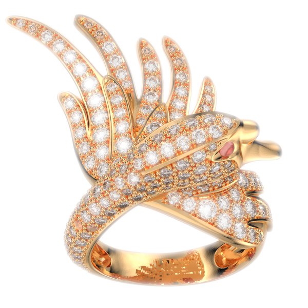 3D model Bird Women Ring 3D CAD Design-R002G PRINT