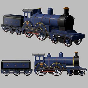 antique locomotive engine 440 3d model