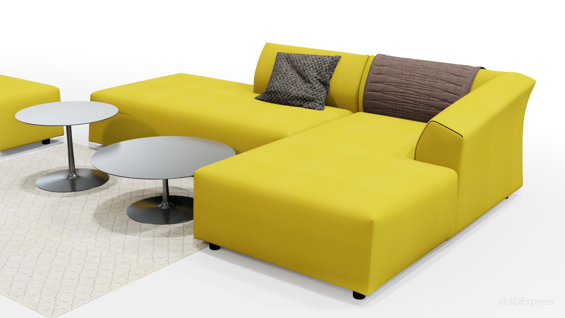 Yellow Sectional Sofa Set and Couch 3D TurboSquid 2091236