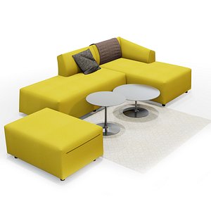 Yellow Sectional Sofa Set and Couch 3D