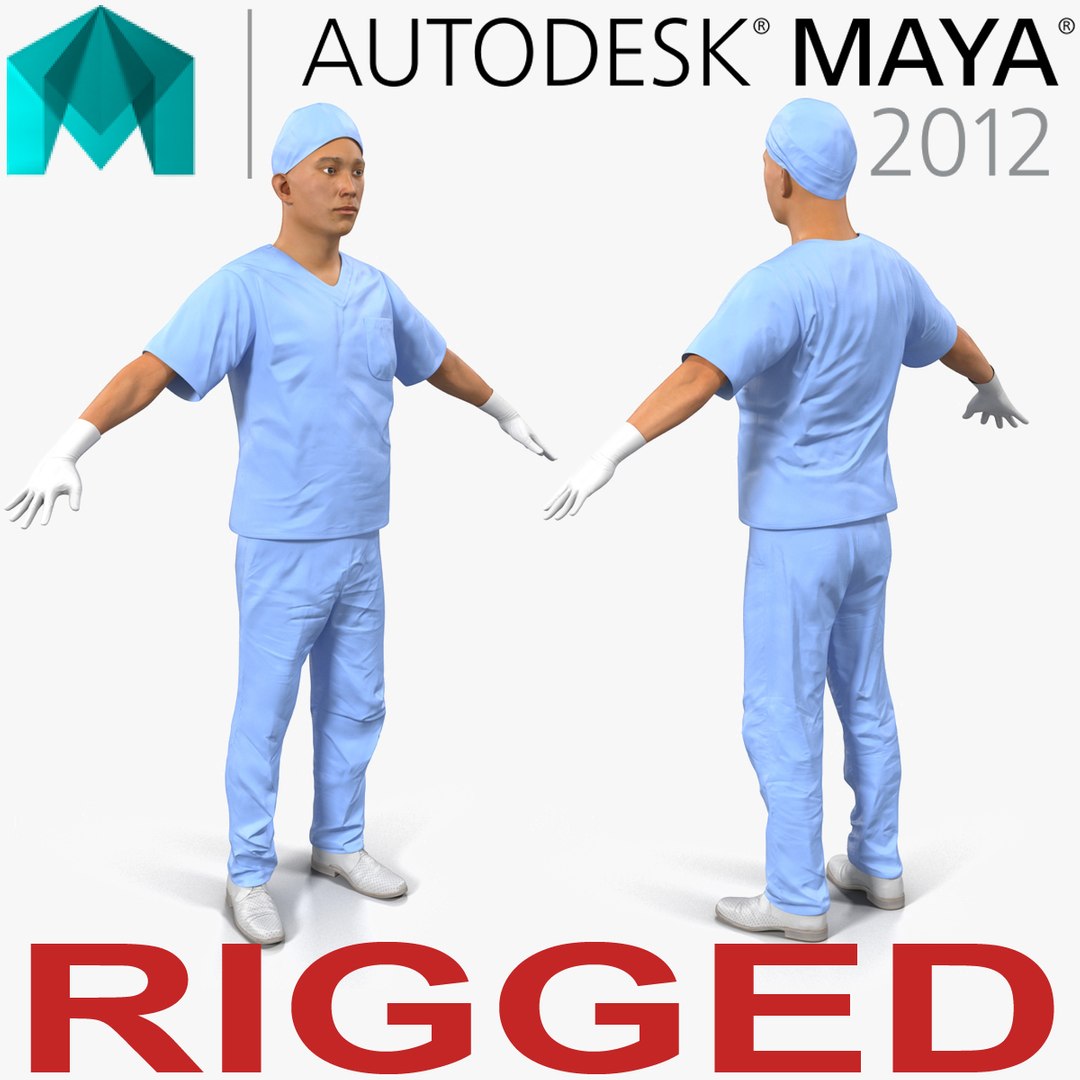 Male Surgeon Asian Rigged 2 for Maya 3D Model 3D model preview