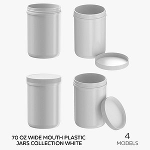 3D 70 oz Wide Mouth Plastic Jars Collection White - 4 models model